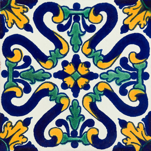 Blue Collection Bu 43 Mexican Art Tile, Mexican Art Tiles
